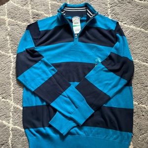 Nautica Rugby stripe lightweight knit sweater.